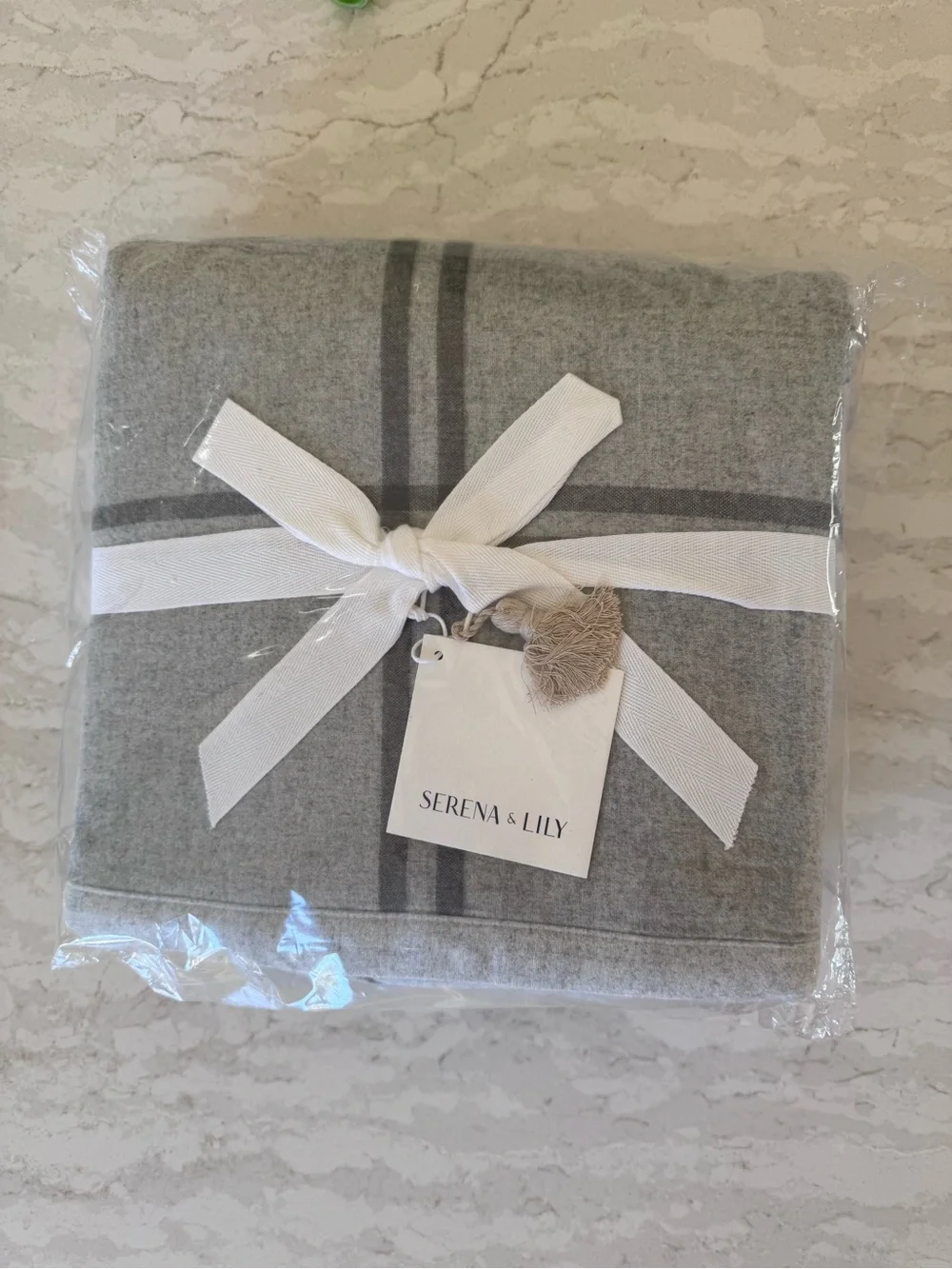 Serena & Lily Fog/Smoke Alpine Flannel Duvet Cover - grey stripe
